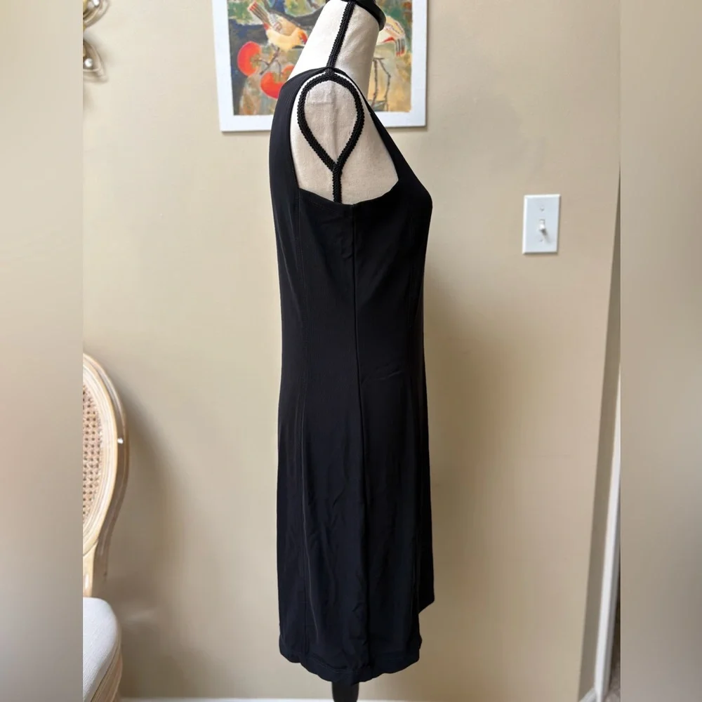 VINTAGE Classic Black LBD Stretch Midi Dress - Picture 5 of 7